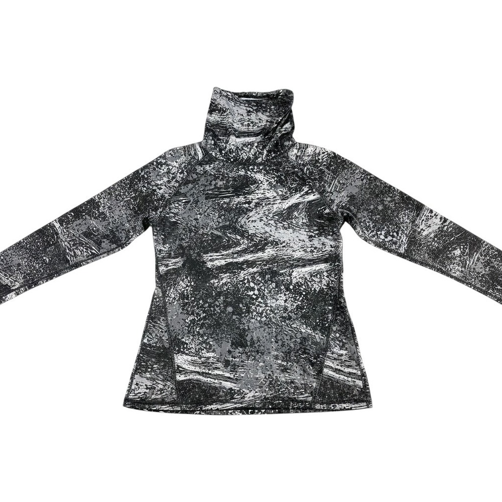 Womens LG Gray Camo Athletic Pullover Long Sleeve Mock Neck Activewear Top Size
